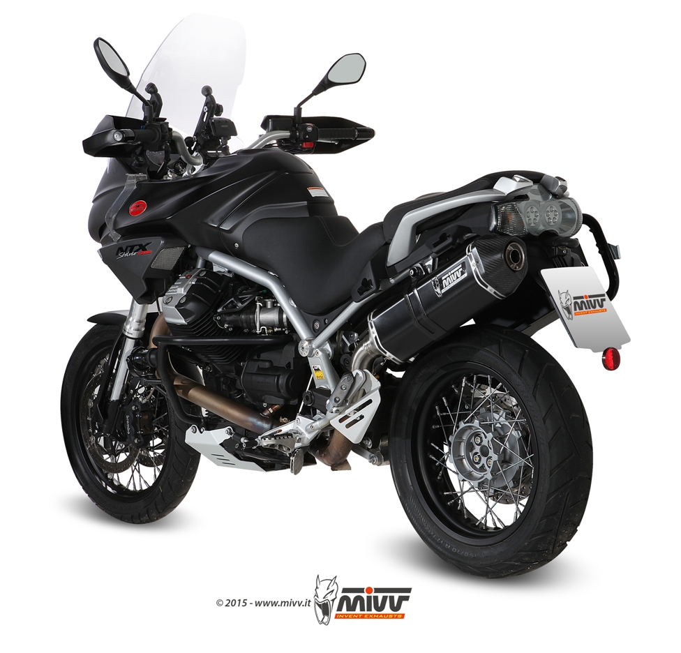 Moto Guzzi Stelvio Exhaust Mivv Speed Edge Inox Nero M 009 Lrb Mivv