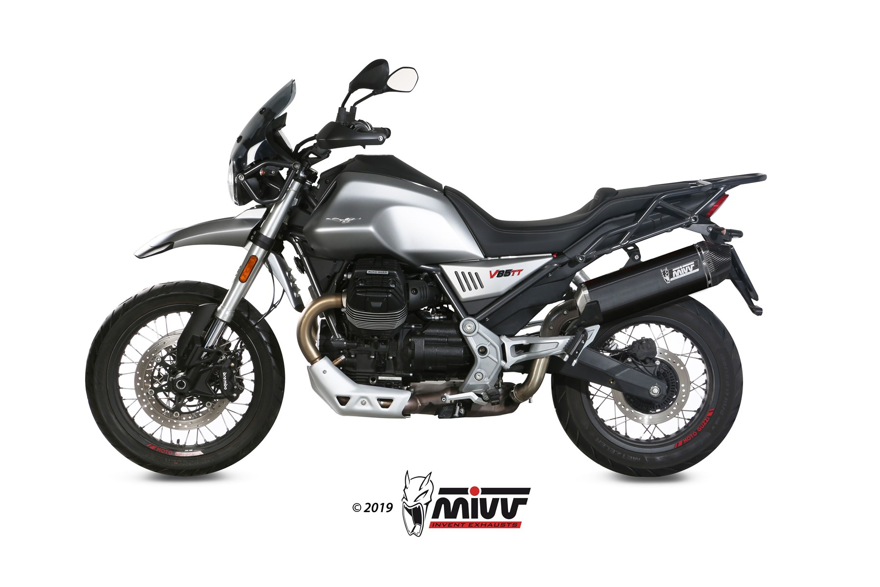 Scarico MOTO GUZZI V85 TT Mivv Speed Edge A&ccedil;o inoxid&aacute;vel preto M.013.LRB