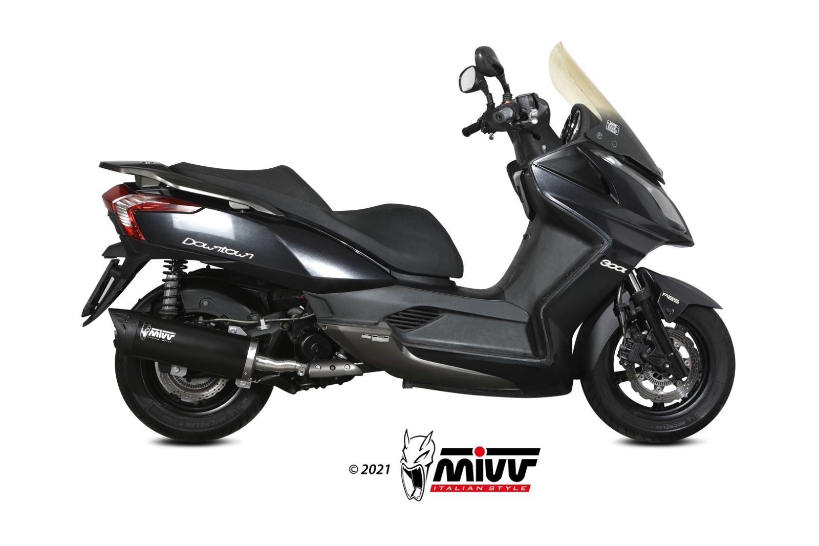 KYMCO DOWNTOWN 300 Exhaust Mivv Mover Black painted stainless steel MV.KY.0003.LV