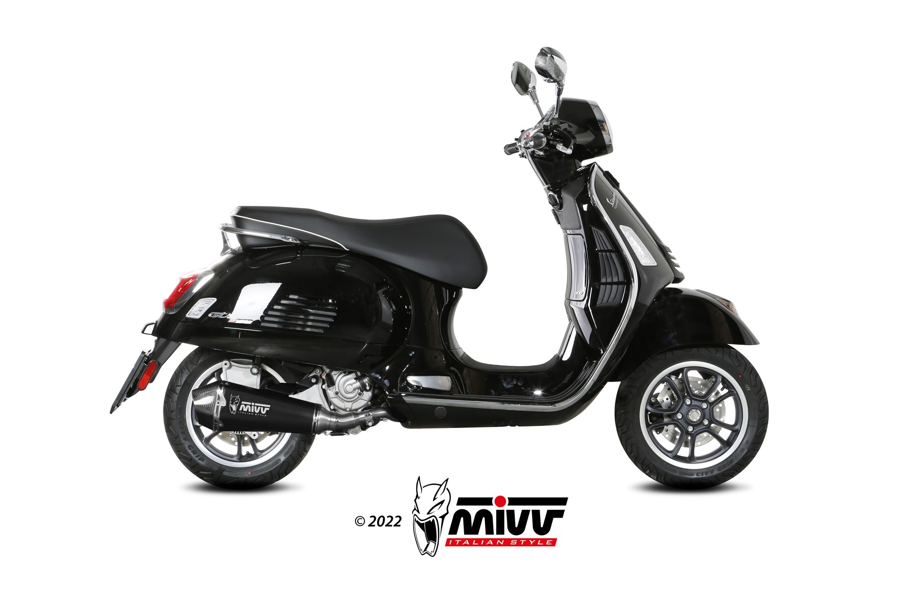 Scarico PIAGGIO VESPA GTS 300 Mivv Delta Race فولاذ أسود مقاوم للصدأ P.009.LDRB