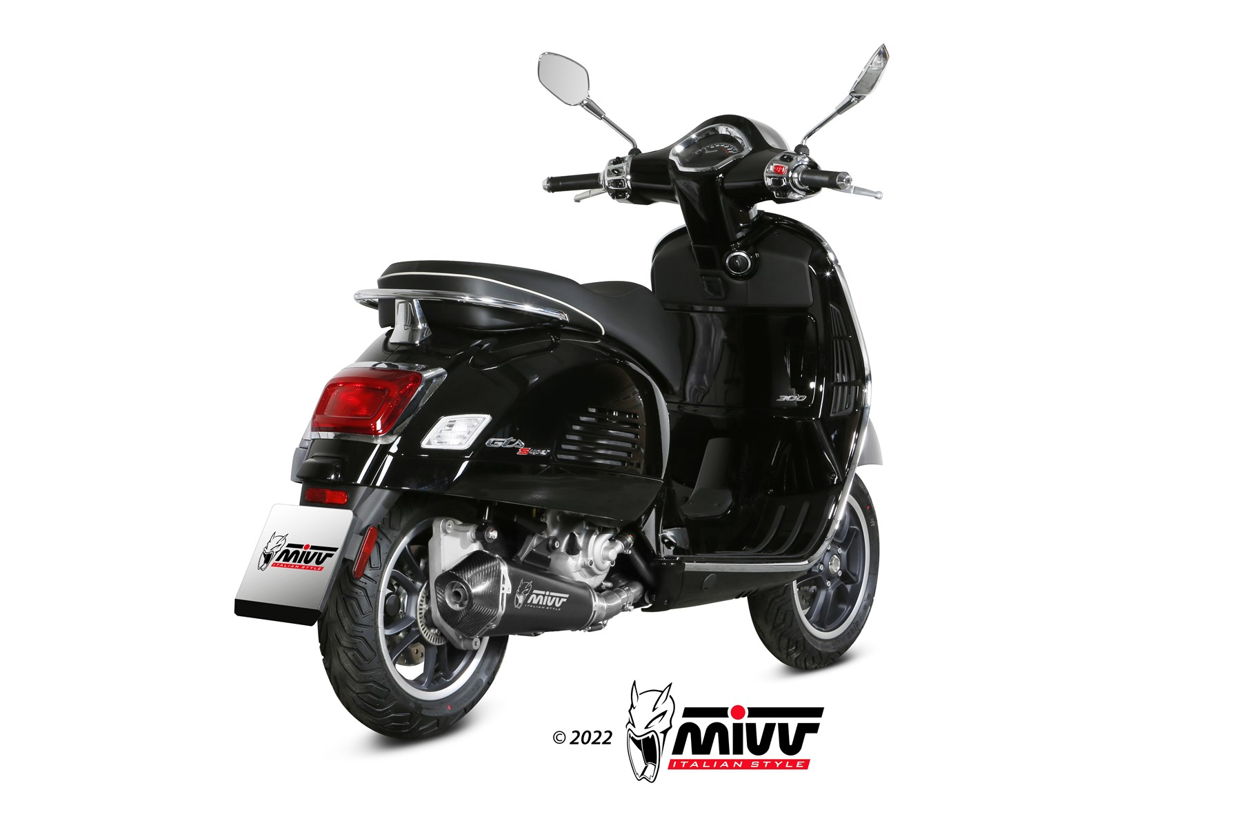 Scarico PIAGGIO VESPA GTS 300 Mivv Delta Race فولاذ أسود مقاوم للصدأ P.009.LDRB